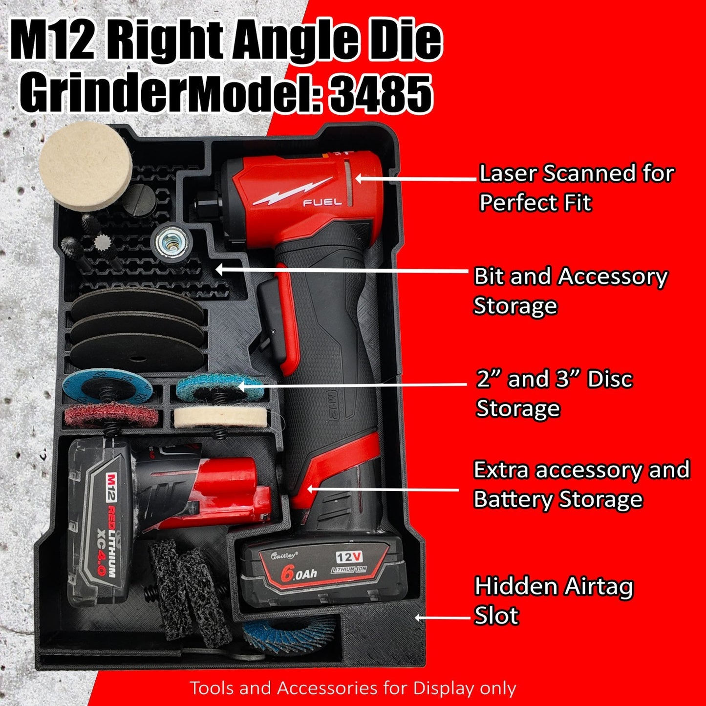 M12 Right Angle Die Grinder Packout Insert (Insert Only) 3485-20