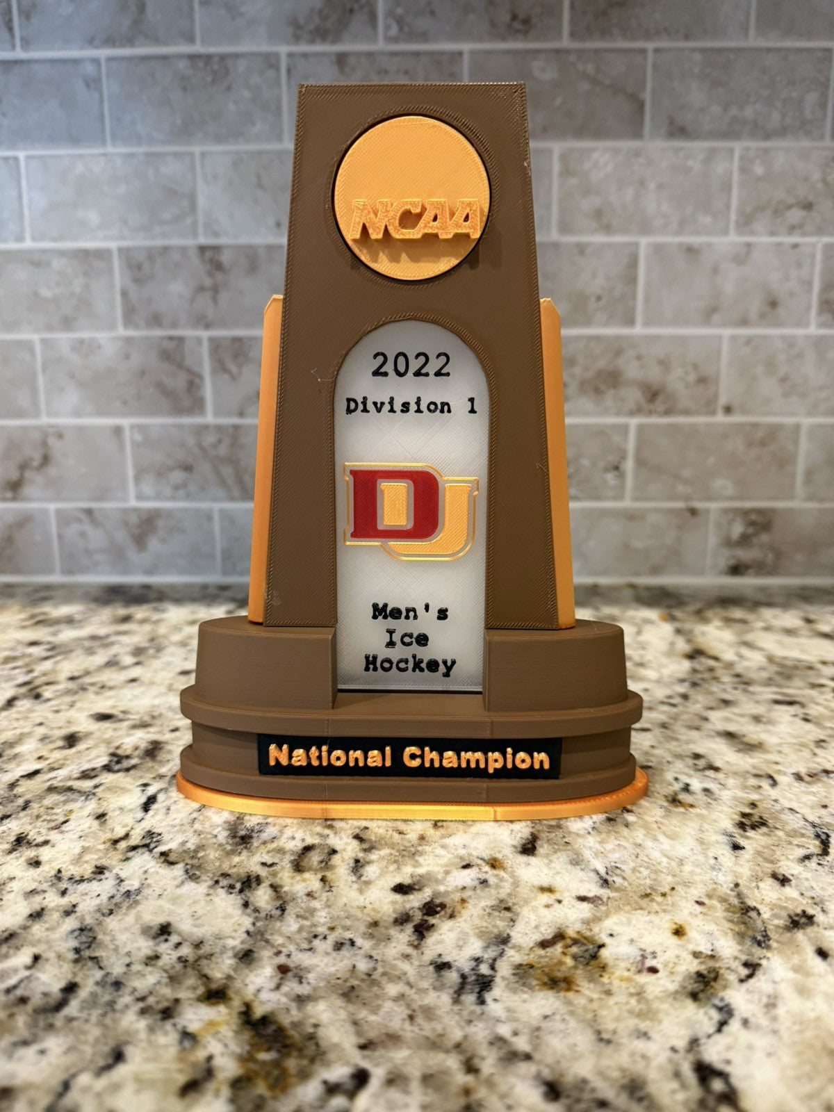 Denver pioneers 2022 hockey national championship trophy 3d printed custom
