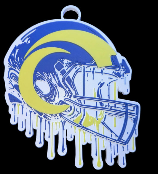 LA RAMS Custom NFL Helmet “Drip”Pendant with 42” Chain Link Necklace 3D printed