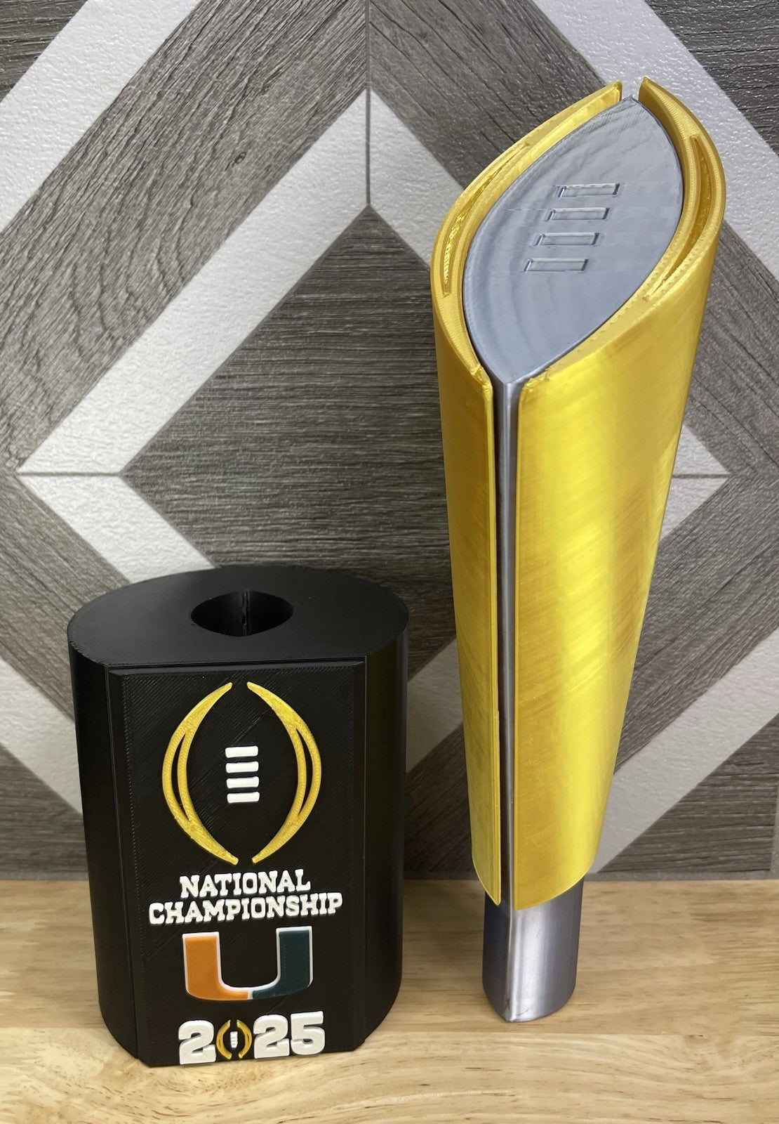 Miami Hurricanes 2025 Season 14-in Cfp National Championship Trophy 3-D Printed