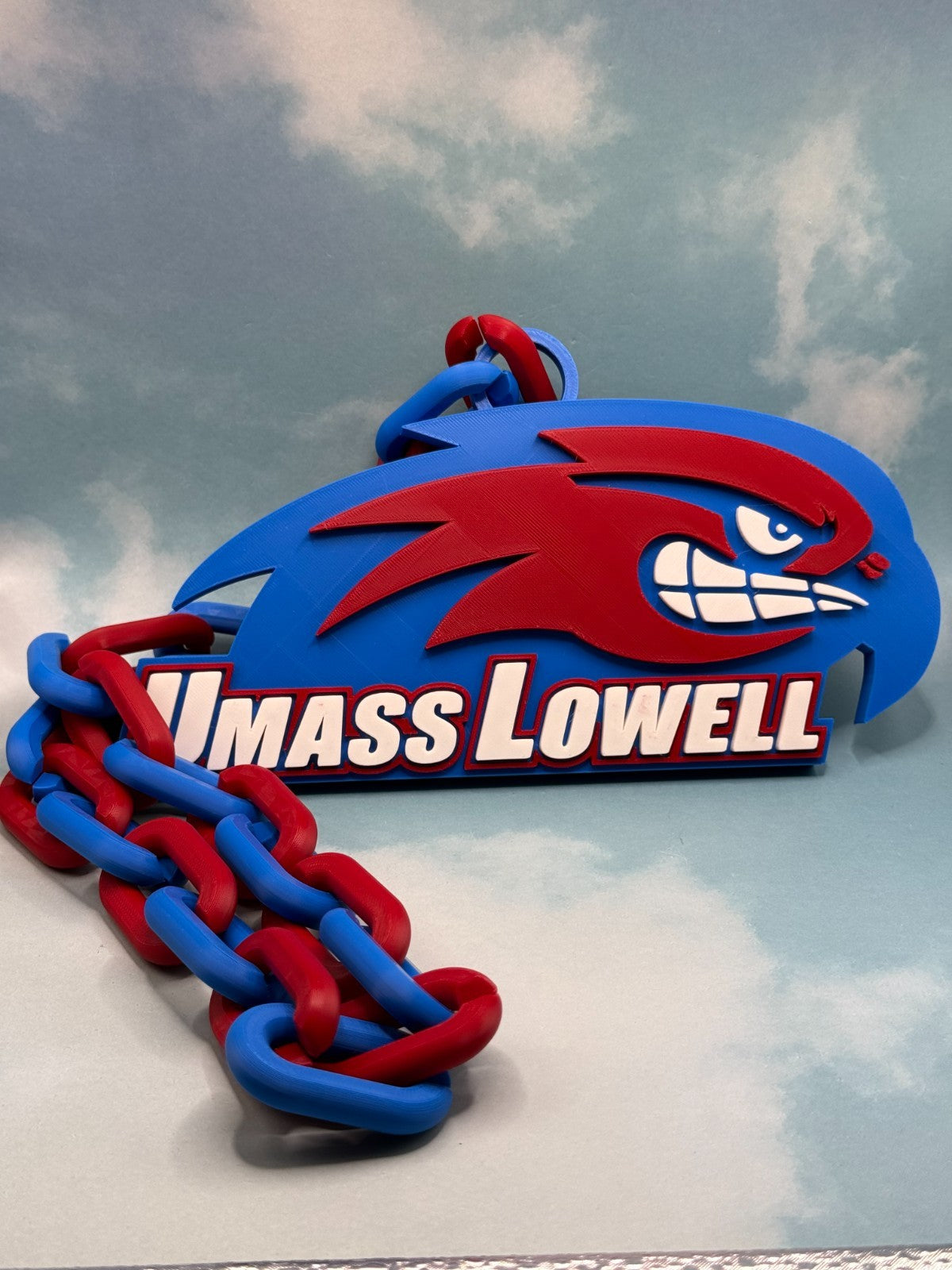 UMass Lowell River Hawks Oversized Necklace, Hype Chain Handmade 3D Printed