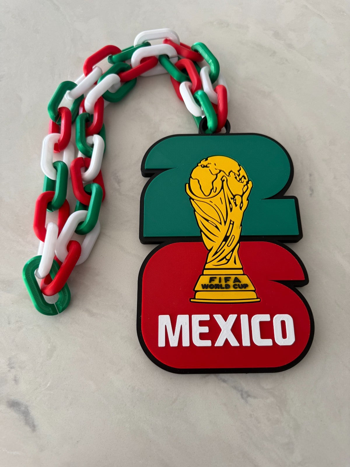Mexico Soccer Fan Chain Necklace 3D Printed El Tri FMF Big Logo Pendant Green