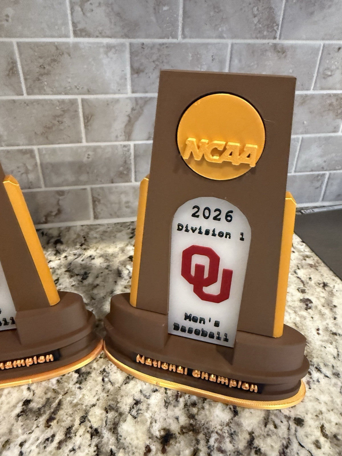 3-Oklahoma Sooners baseball 1951-1994-2026 national champion trophy 3d printed