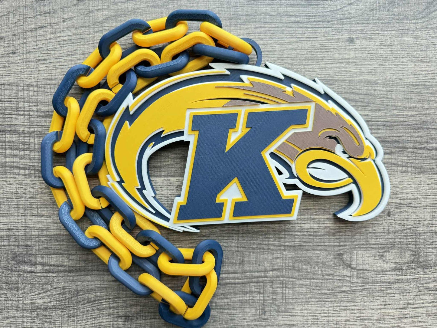 Kent State Golden Flashes Logo Oversized Necklace, Pendant Chain