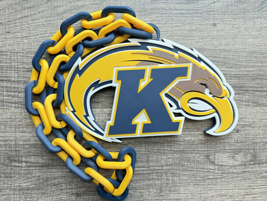 Kent State Golden Flashes Logo Oversized Necklace, Pendant Chain