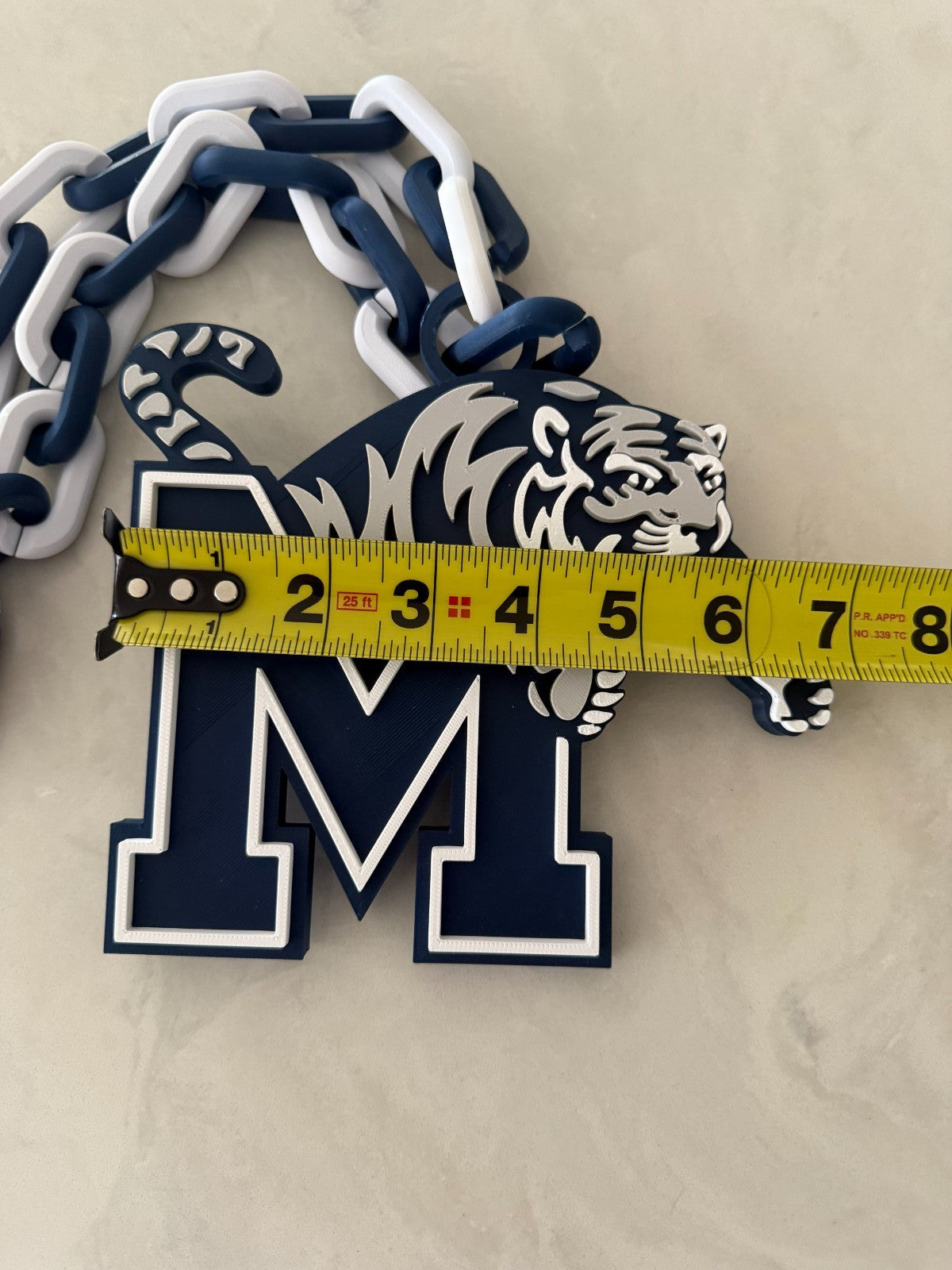 Memphis Tigers Logo Necklace Oversized Turnover Chain HandMade 3D Printed