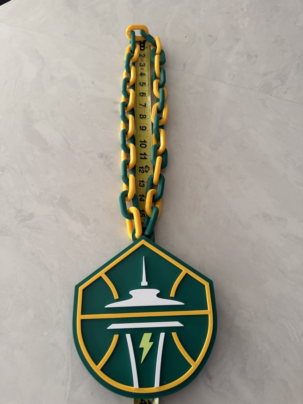 Seattle Storm Oversized Necklace, Hype Chain WNBA Handmade 3D Printed