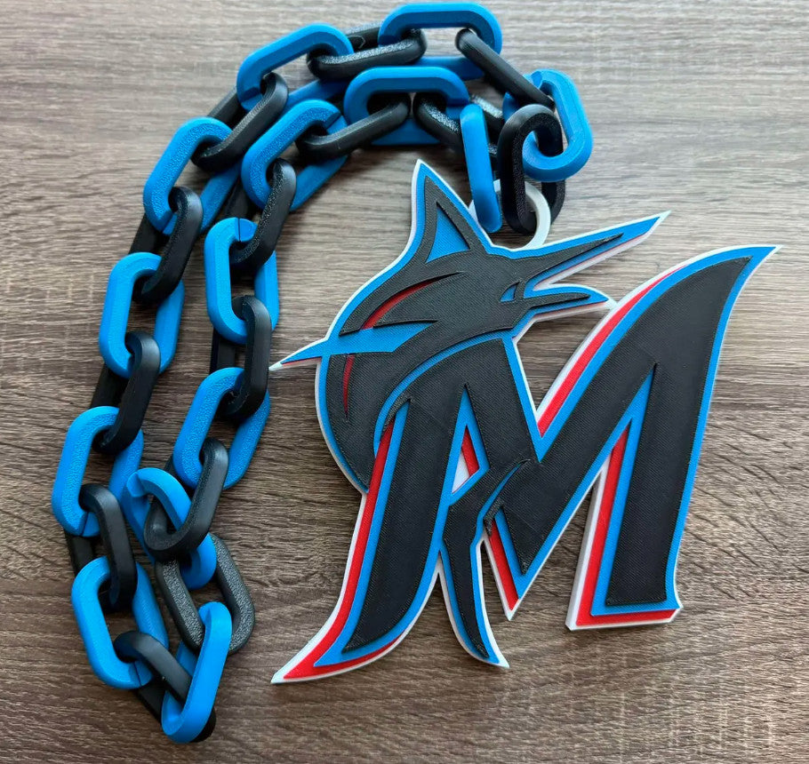 Miami Marlins 3D Printed Sports Chain, Necklace
