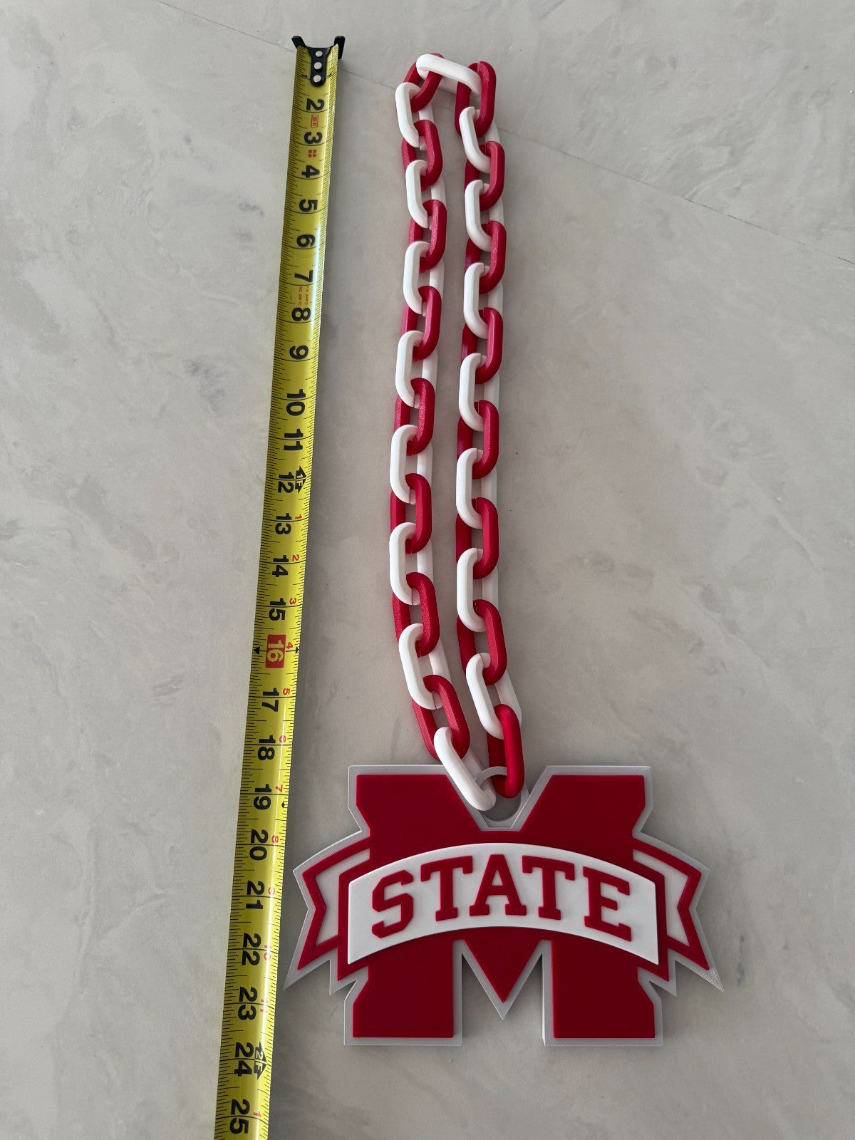 Mississippi State Bulldogs Logo Oversized Necklace, Pendant Chain