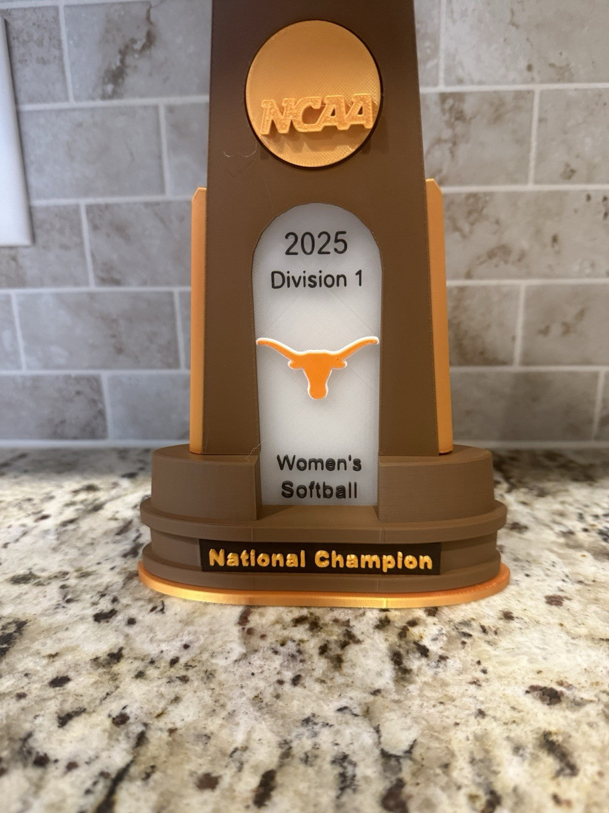 2 Texas longhorns 2025 and 2026 softball national champion trophy 3d printed pla