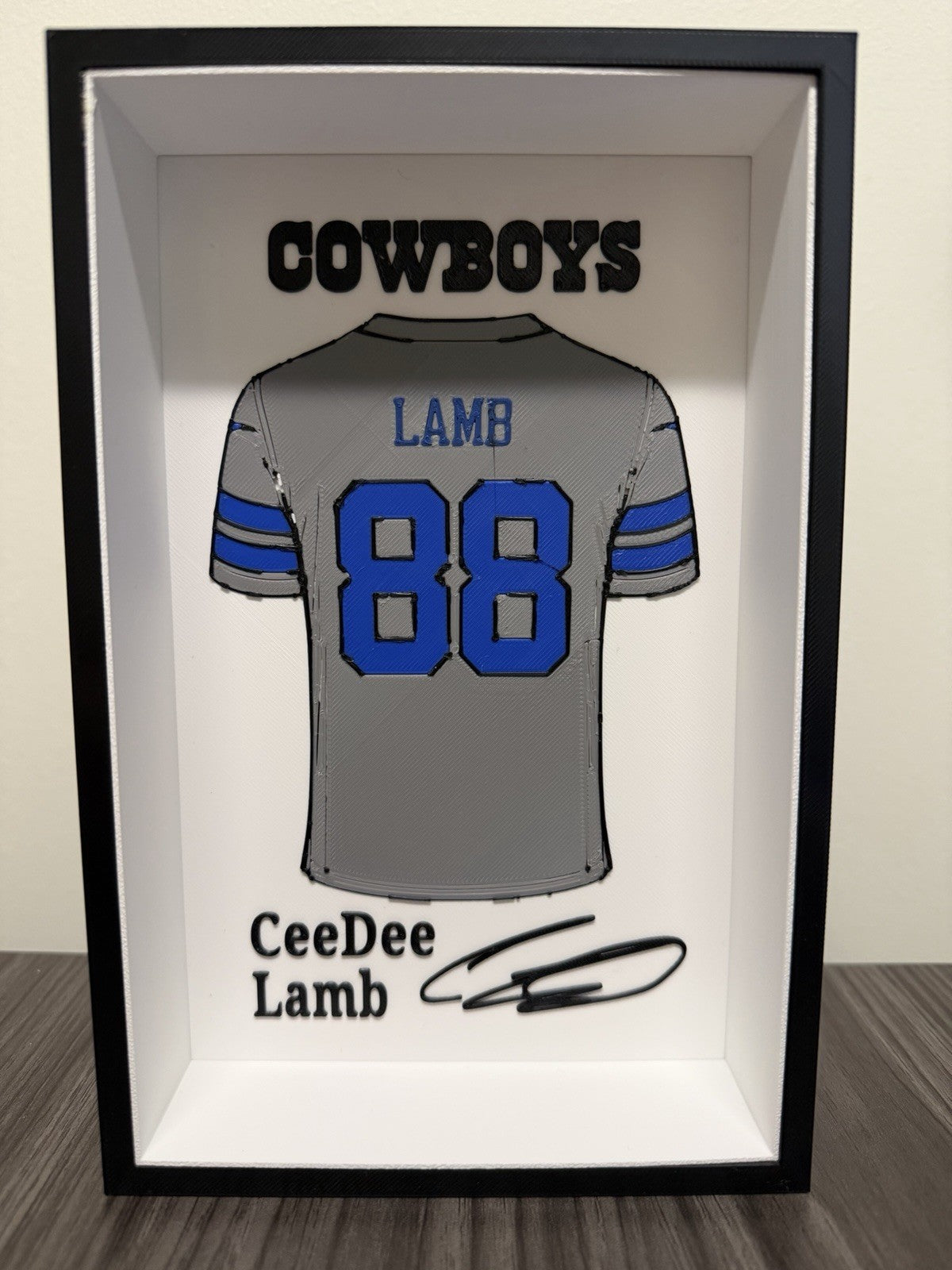 Custom Football Jersey-Inspired Wall/Desktop Display – 3D Printed Frame
