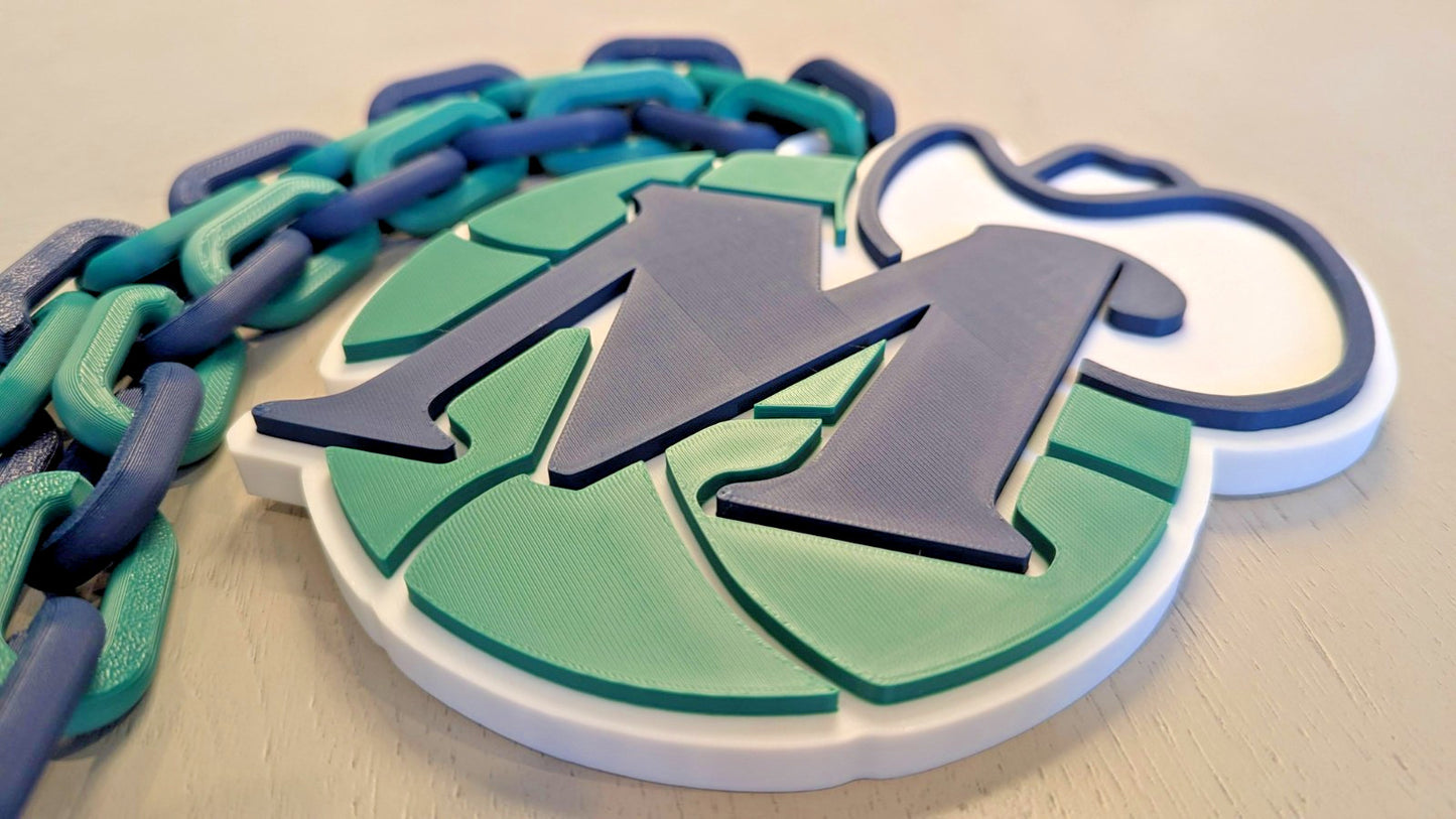 Dallas Mavericks Retro Over-Sized Necklace Logo Pendant Hype Chain