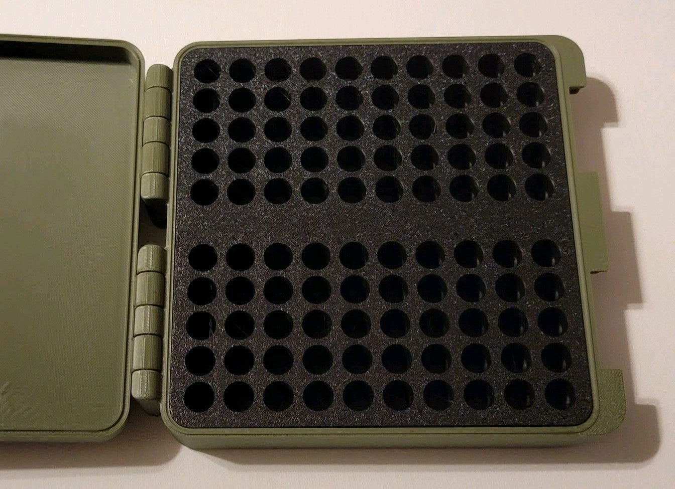 3D Printed 9mm Ammo Box Snap Lock 100 rd Large Storage Olive Green Gold Pla