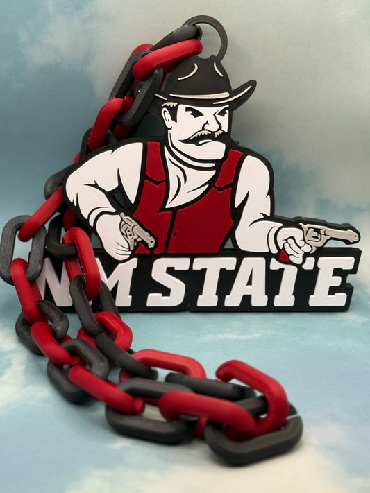 New Mexico State Aggies Logo Oversized Necklace, Pendant Chain