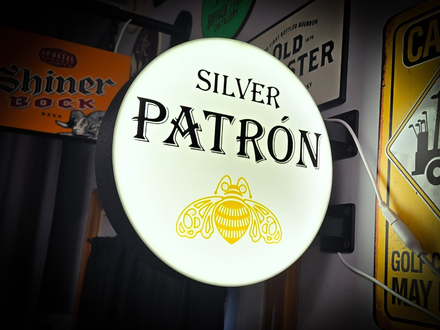 SILVER PATRÓN 12 Inch Light Box LED Sign 3D Printed Wall Decor Man Cave Garage
