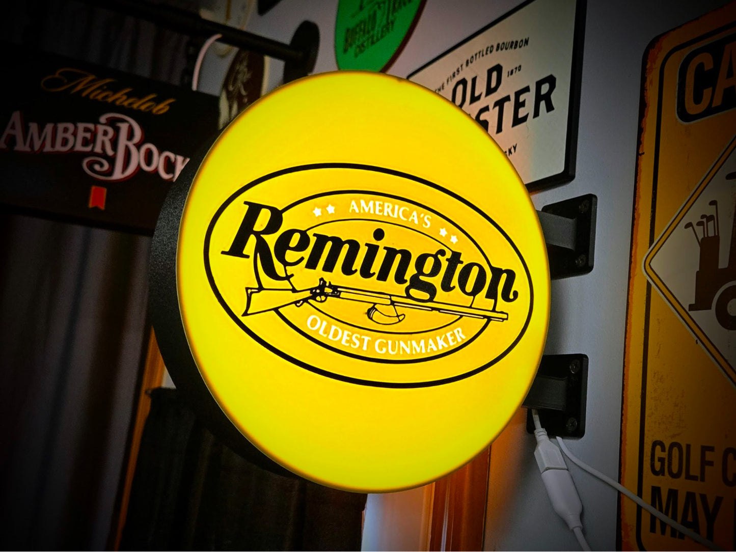 REMINGTON 12 Inch Light Box LED Sign 3D Printed Wall Decor Man Cave Garage