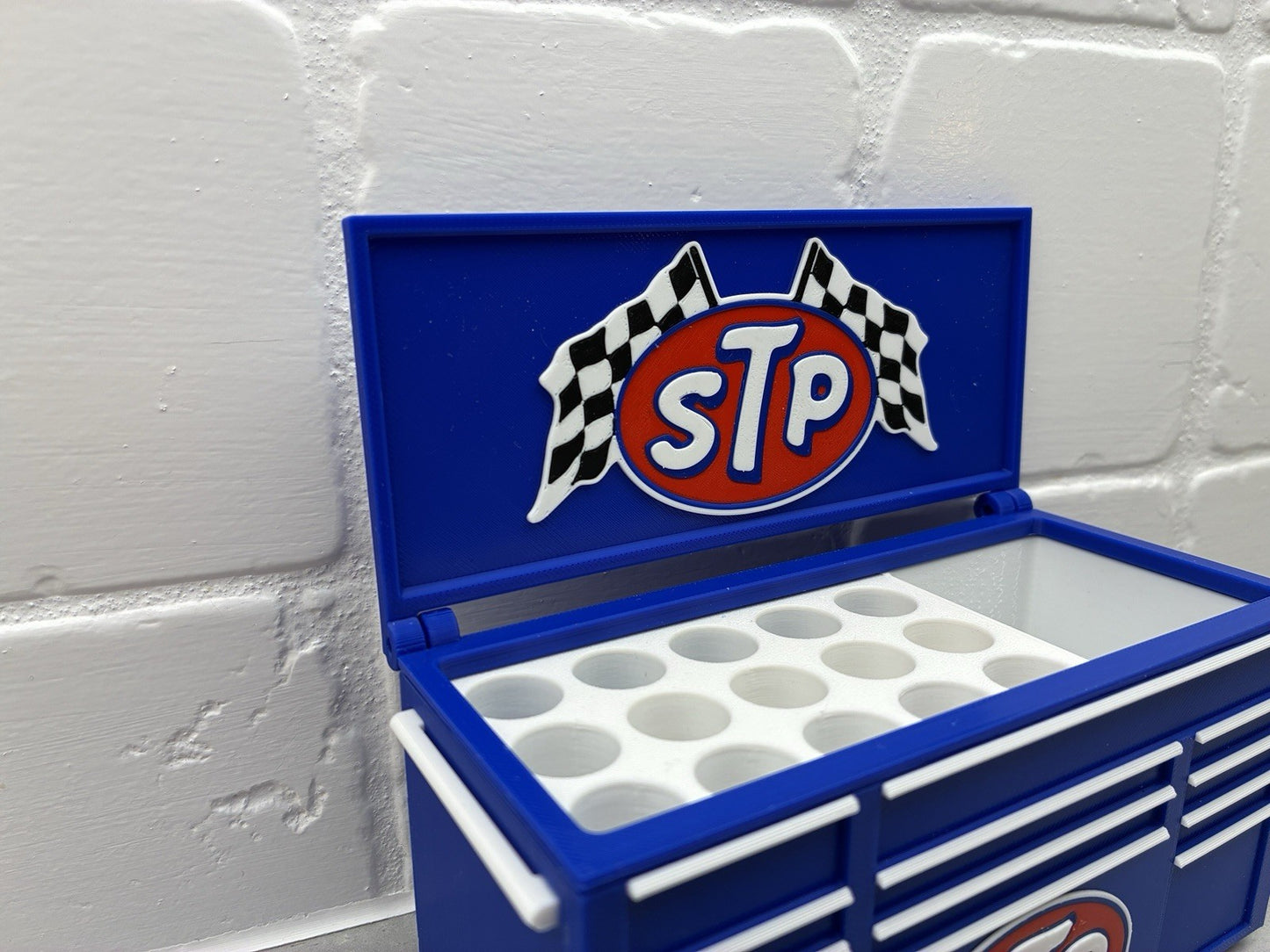 STP Oil Racing Toolbox desk organizer pen