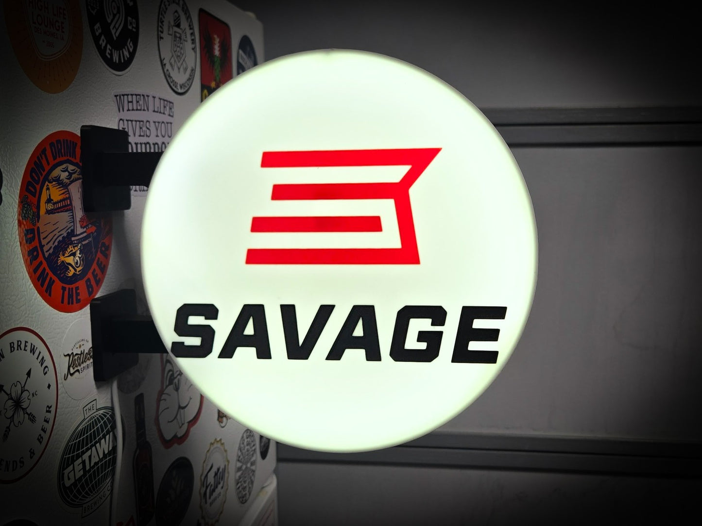 SAVAGE FIREARMS 12 Inch Light Box LED Sign 3D Printed Wall Decor Man Cave Garage
