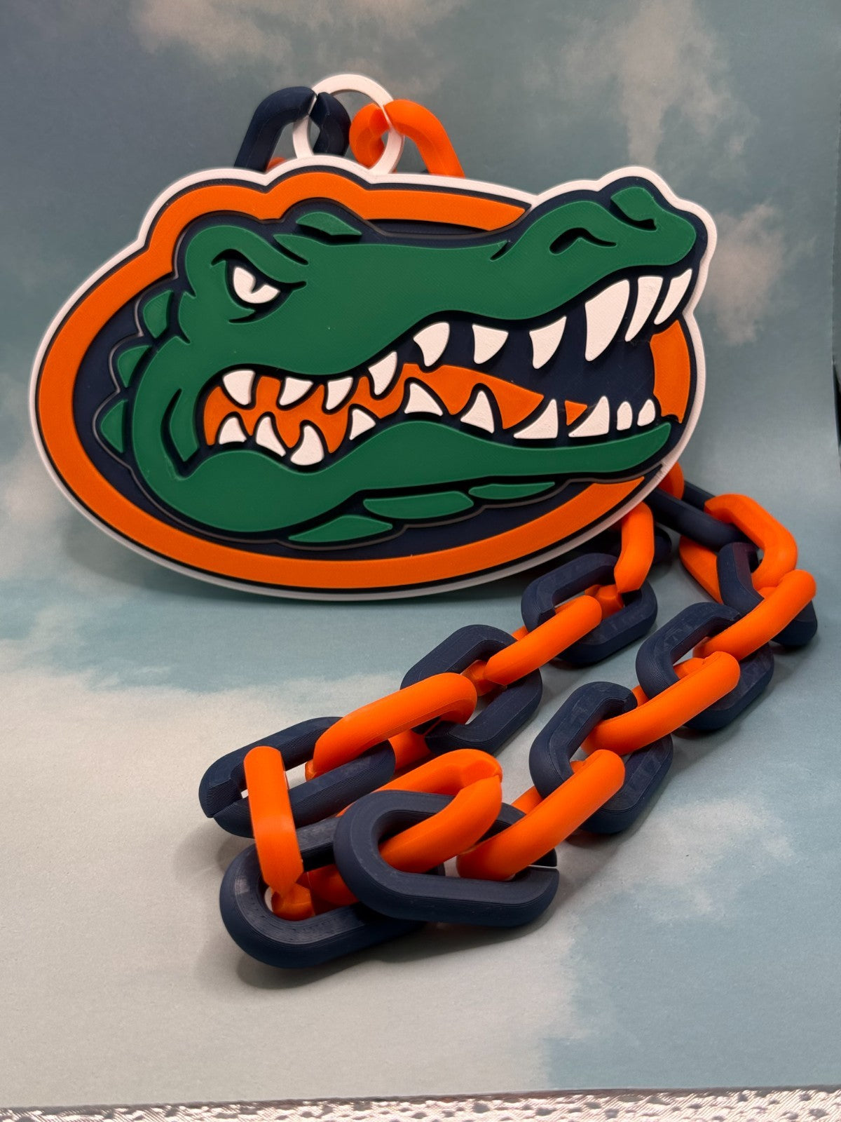 Florida Gators Logo Necklace Oversized Turnover Chain Handmade 3D Printed
