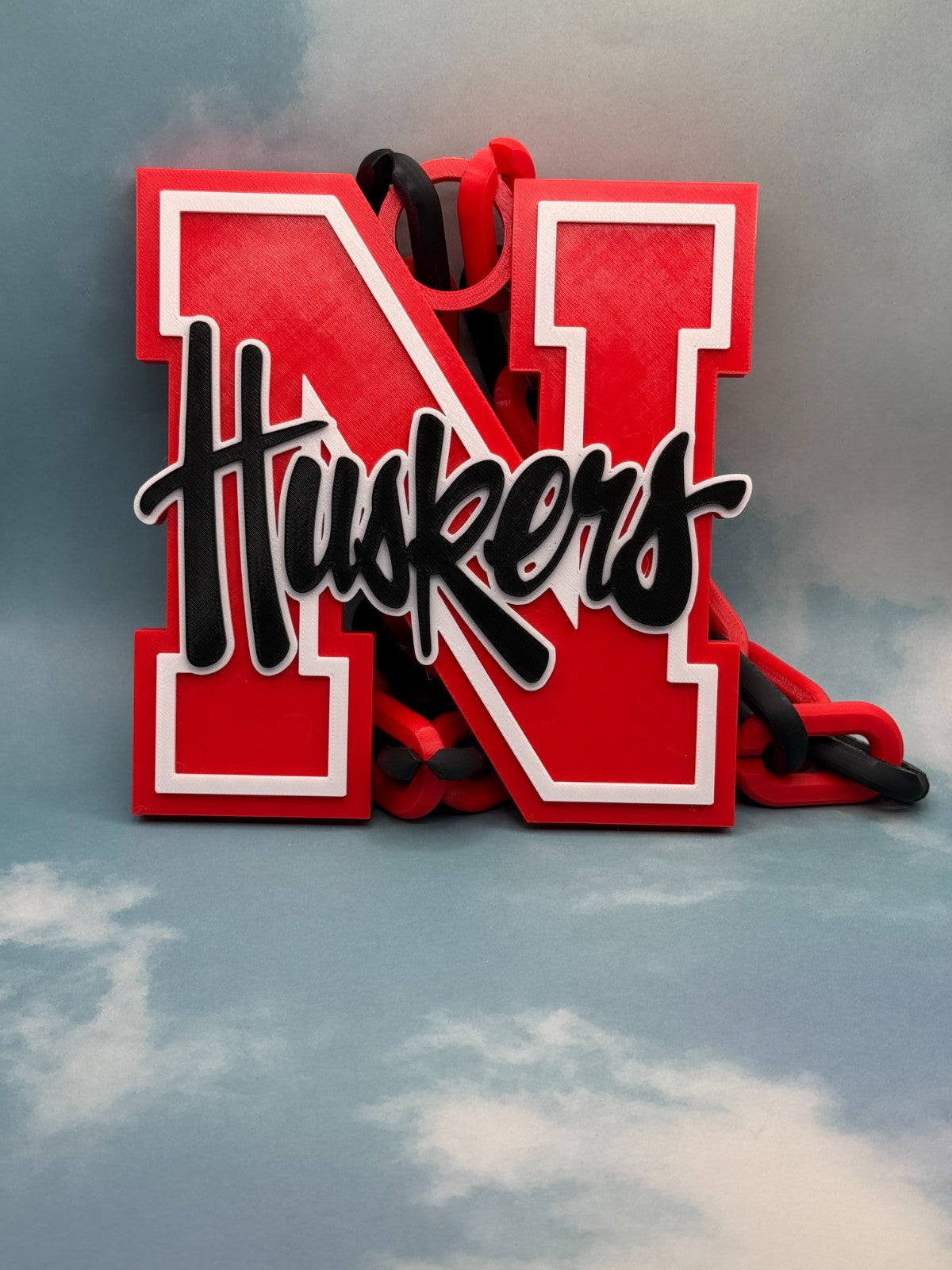 Cornhuskers Logo Oversized Necklace, Pendant Chain "Go Be Great"