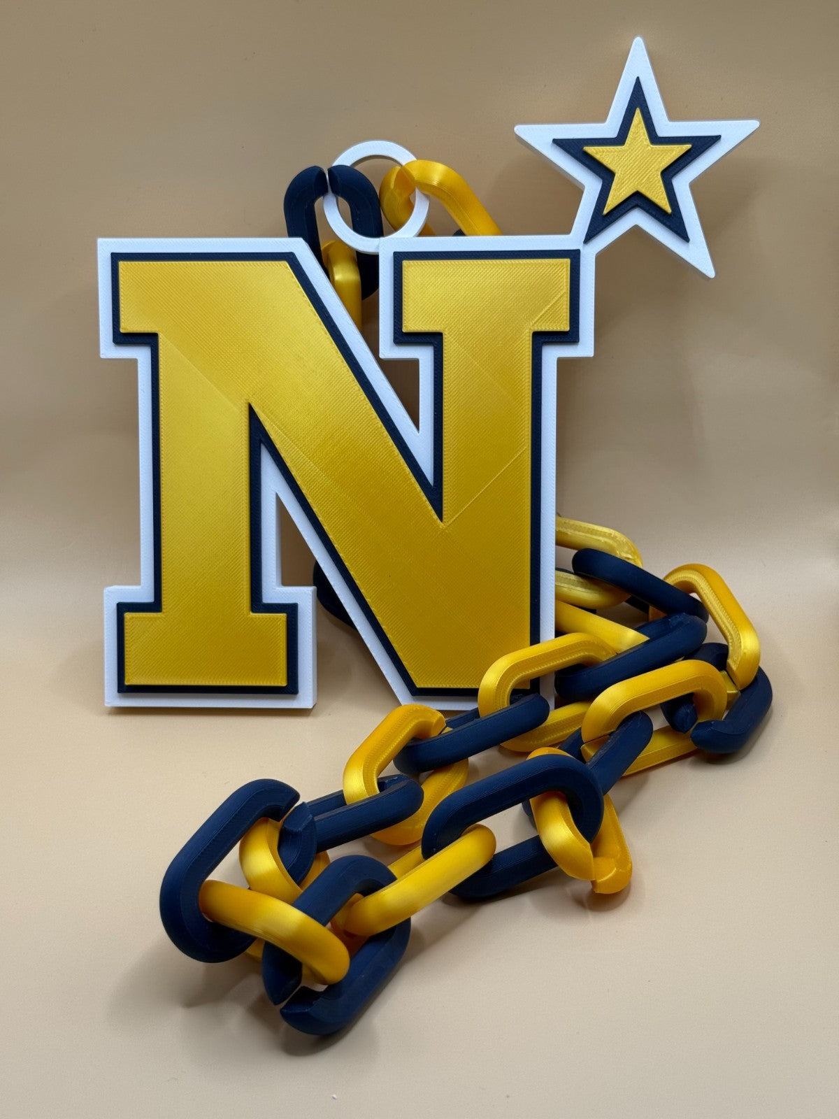 Navy Midshipmen Logo Necklace Oversized Turnover Chain HandMade 3D Printed