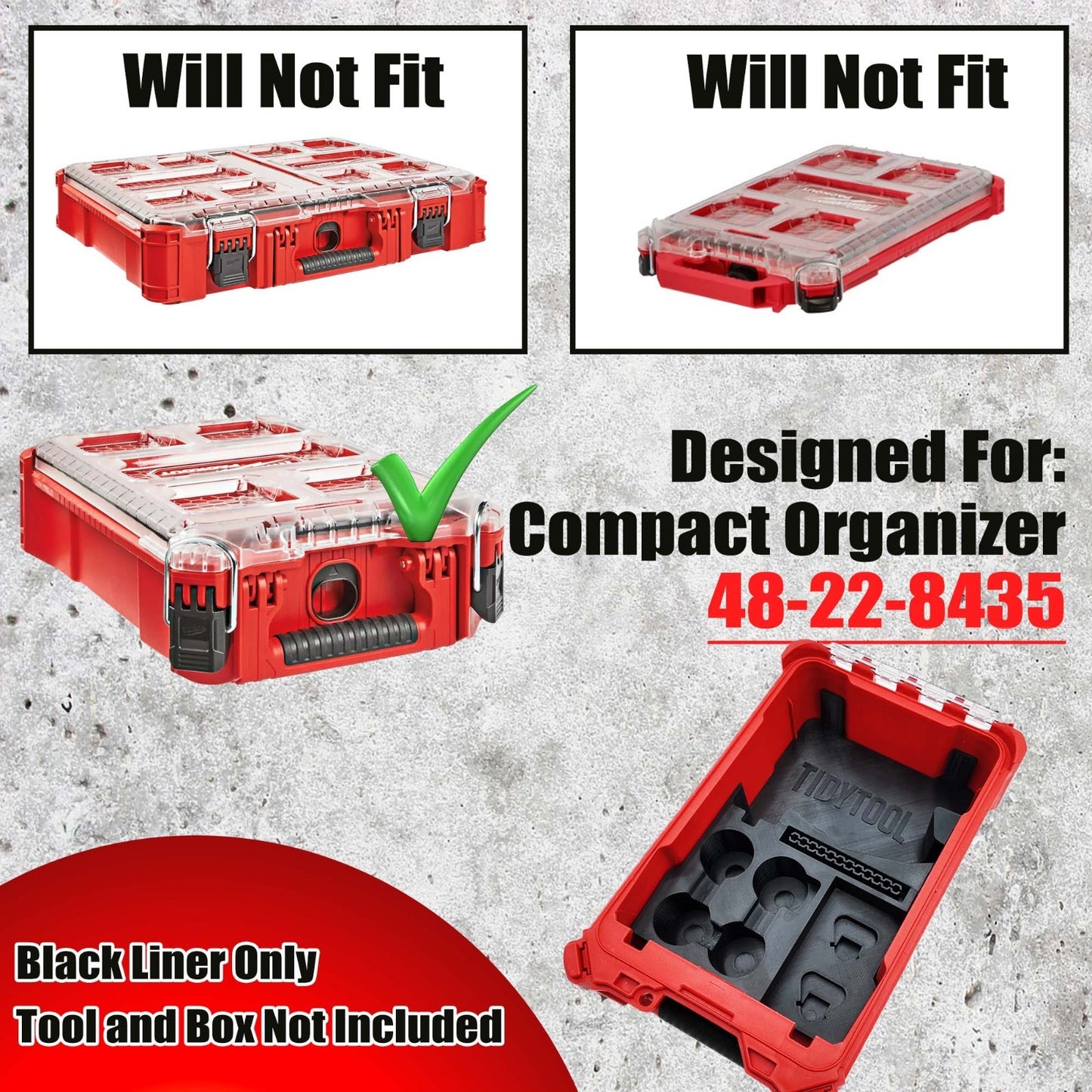 M12 Fuel Installation Drill Organizer for Milwaukee Compact Packout insert 2505