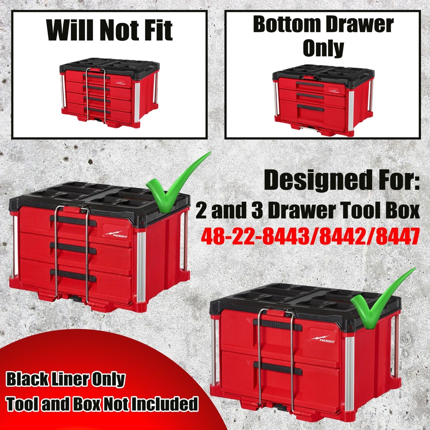 M18 Fuel 1/4" Hex Impact Driver Organizer for Milwaukee Packout 2 and 3 insert V