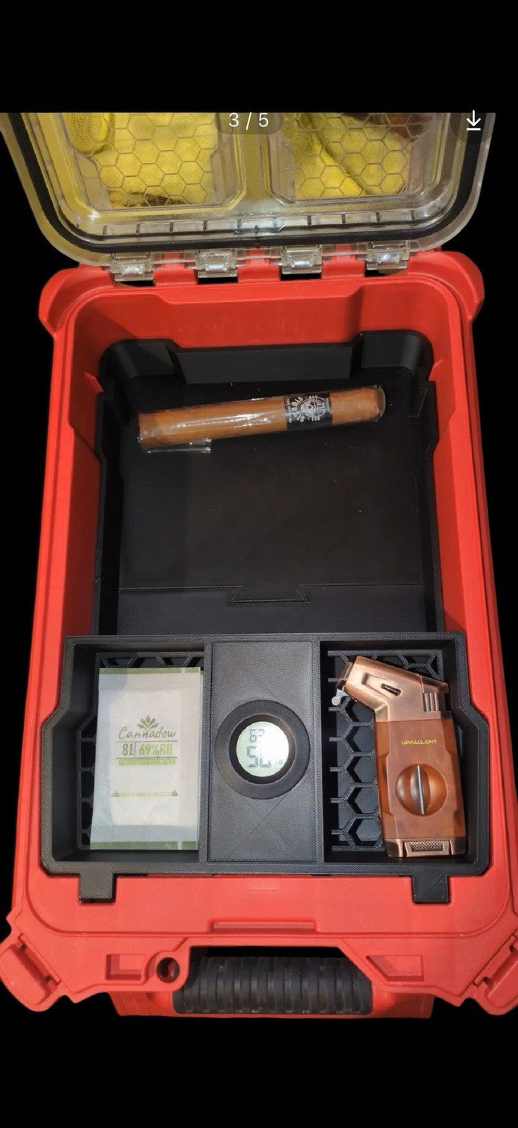 Custom Cigar Humidor Insert for Milwaukee Packout Deep Organizer 48-22-8435