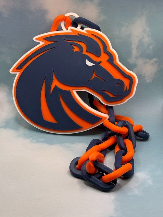 Boise State Broncos Logo Oversized Necklace Pendant Chain Handmade 3D Printed