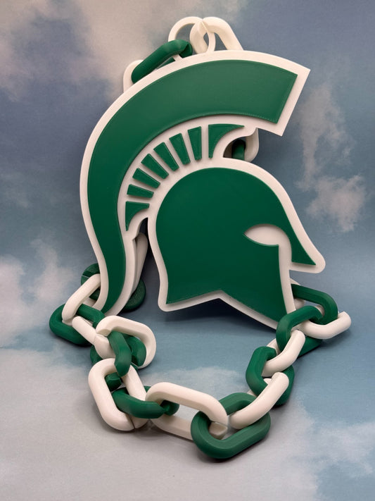 Michigan State Spartans Logo Oversized Necklace, Pendant Chain Handmade