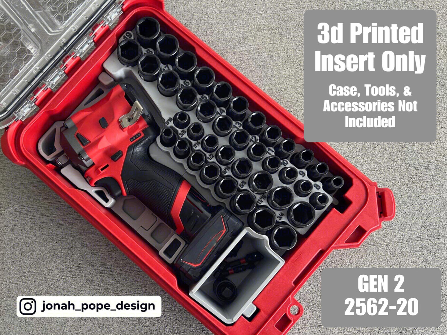 Jonah Pope Design Insert for use with Milwaukee Packout & GEN2 M12 Stubby Impact