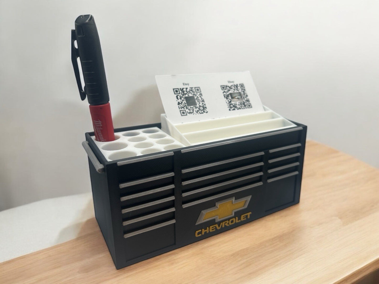 Toolbox Business Card and Pen Holder – Mini Tool Chest Desk Organizer