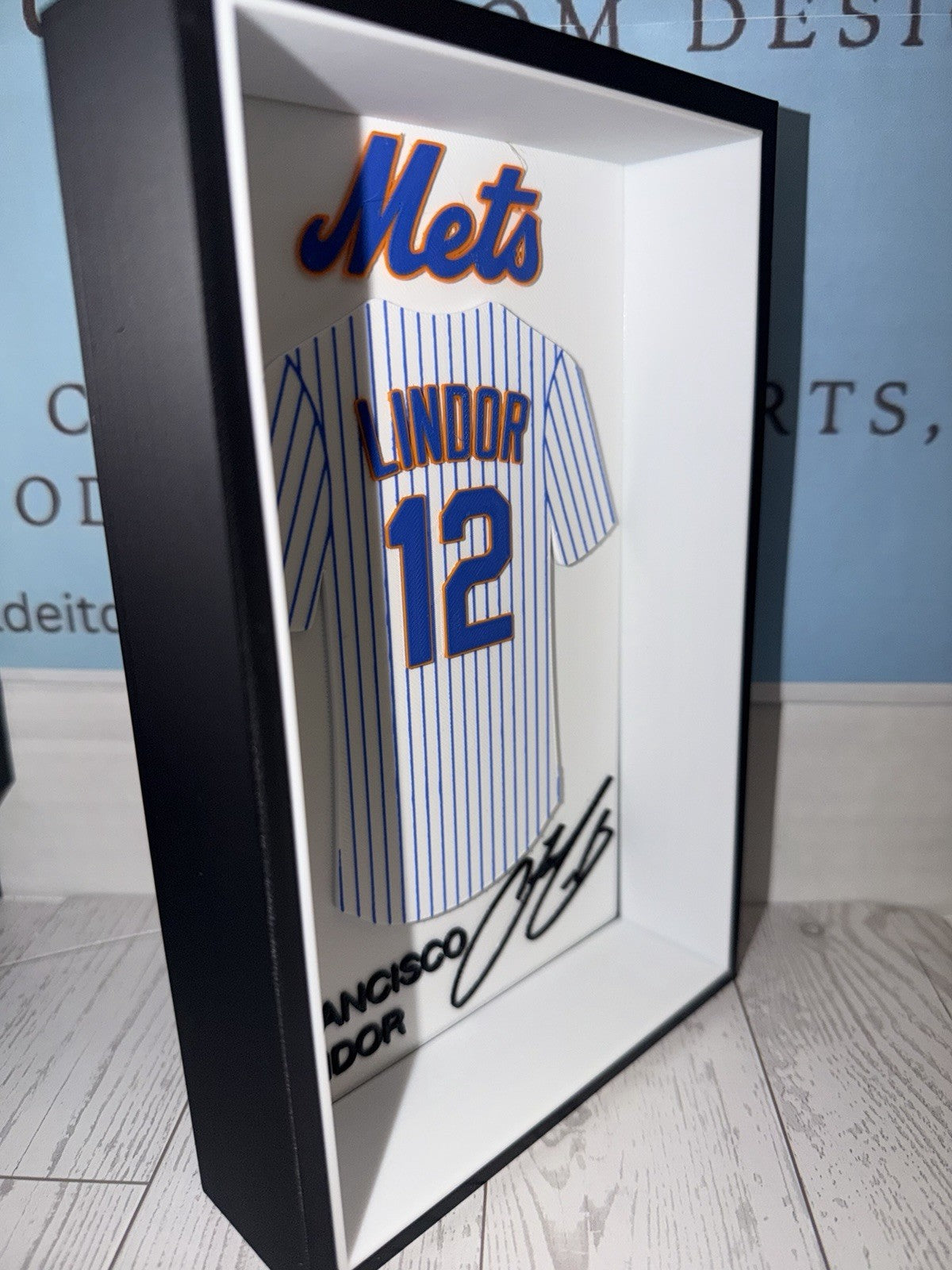 Baseball-NY Lindor Inspired Jersey Display 3D Printed Wall or Desktop Decor