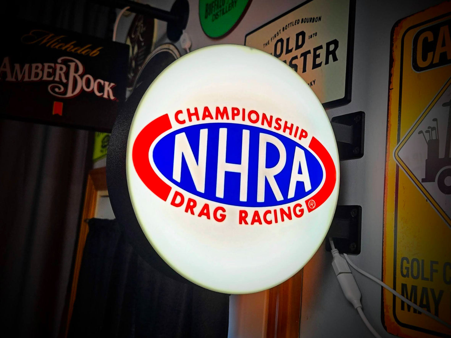 NHRA 12 Inch Light Box LED Sign 3D Printed Wall Decor Man Cave Garage