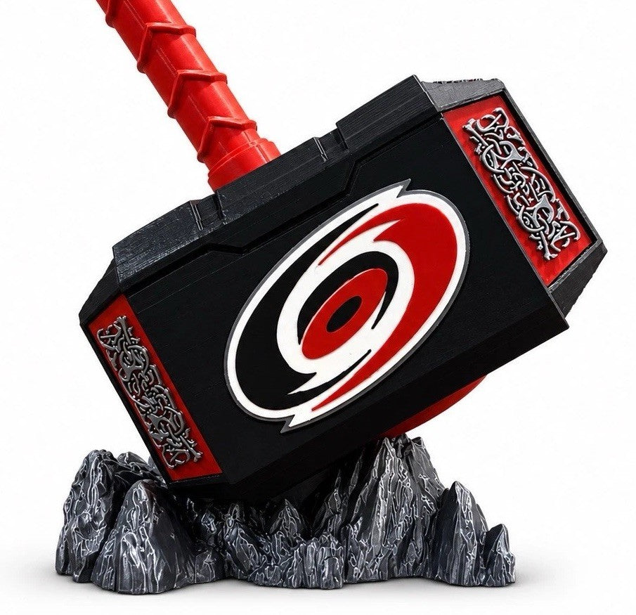 Carolina Hurricanes 13” Thor Hammer & Rock NHL  Hockey Unique Fan Gifts Man Cave