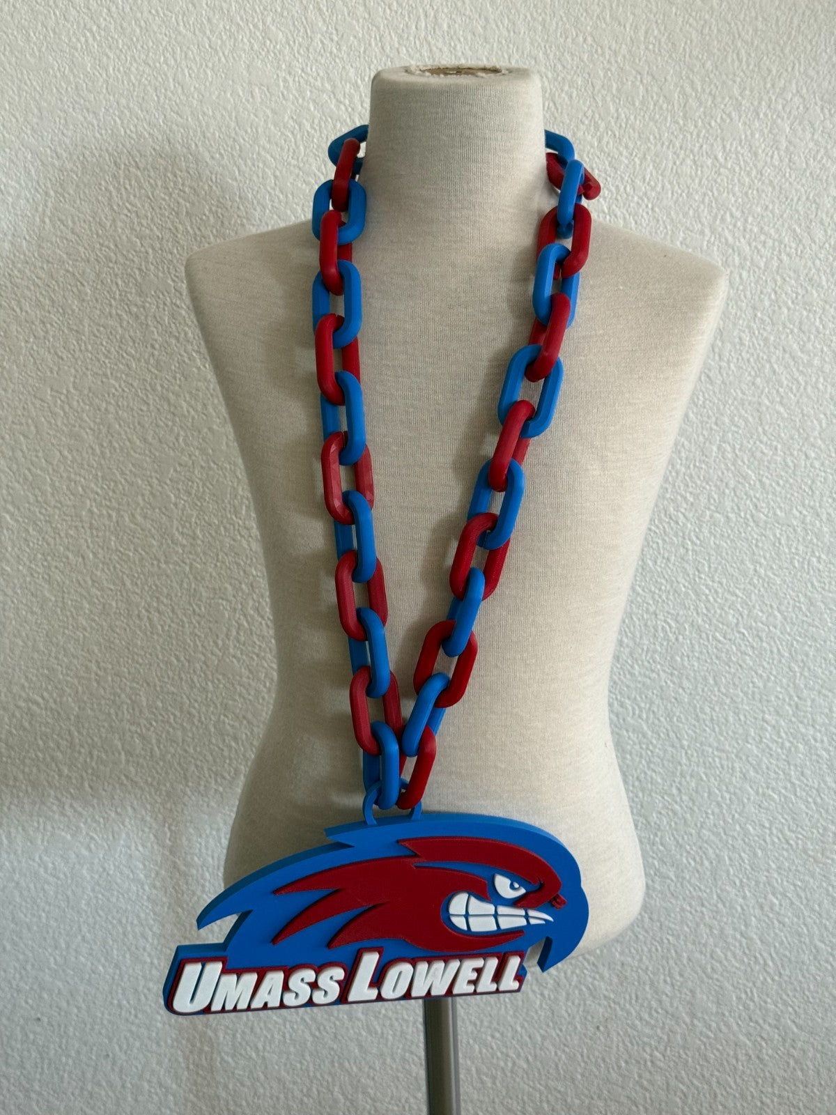 UMass Lowell River Hawks Oversized Necklace, Hype Chain Handmade 3D Printed