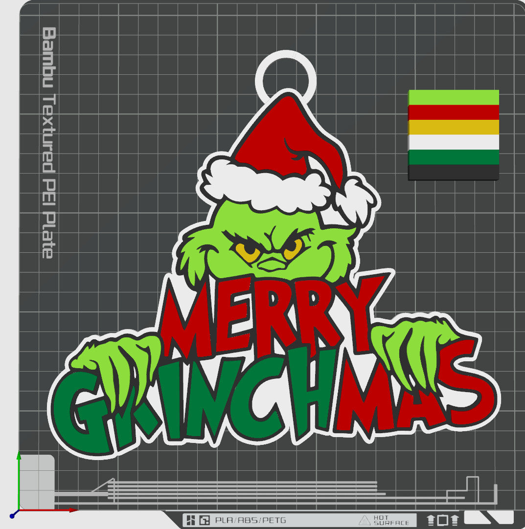 Christmas Merry Grinchmas 3D printed Hype Chain with 26 Links Per Chain