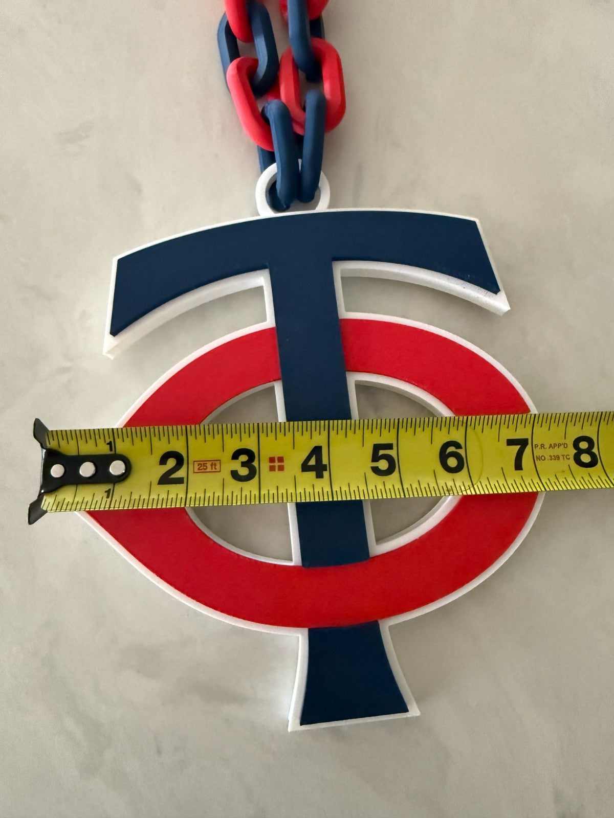Minnesota Twins Oversized Turnover Chain Necklace, Pendant HandMade 3D Printed