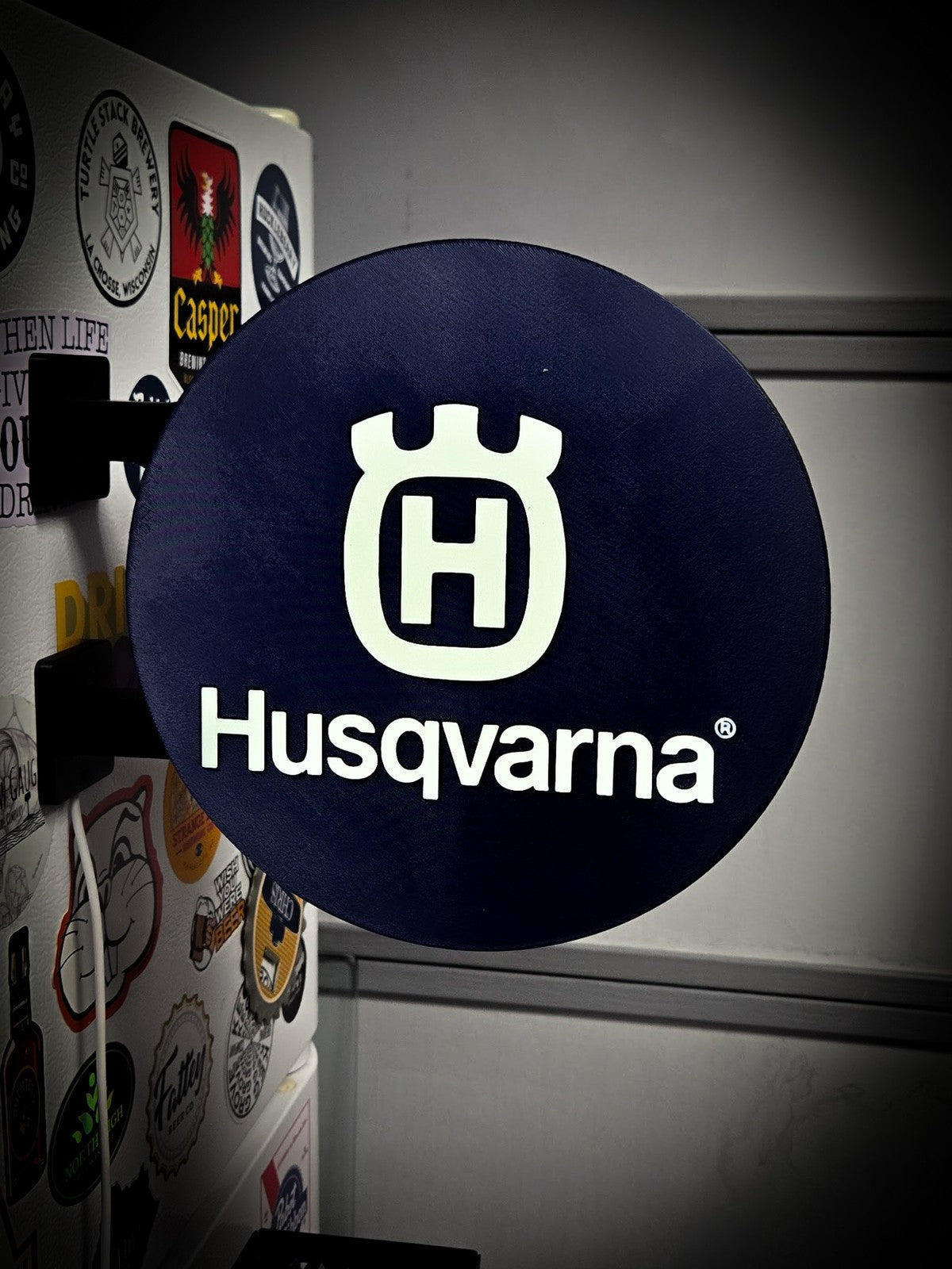 HUSQVARNA 12 Inch Light Box LED Sign 3D Printed Wall Decor Man Cave Garage