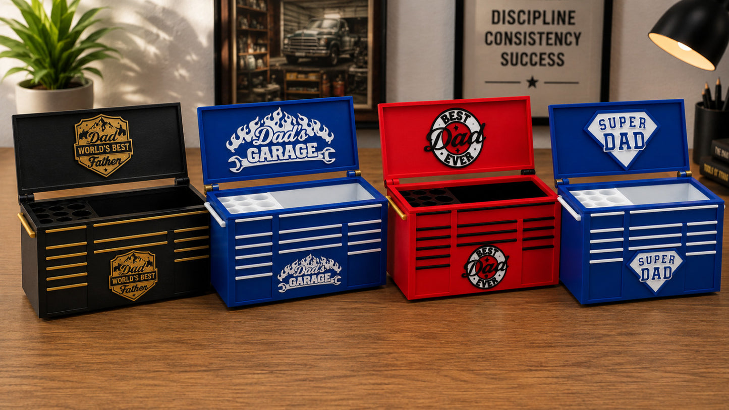 Toolbox Desk Organizer World's Dad | Father's Day Gift | Pen Holder & StorageBox