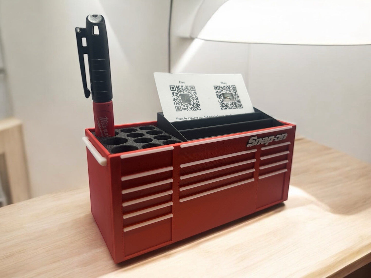 Toolbox Business Card and Pen Holder – Mini Tool Chest Desk Organizer