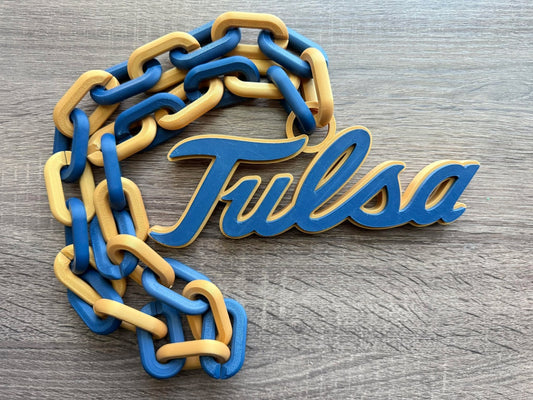 Tulsa Golden Hurricane Oversized Necklace, Pendant Chain