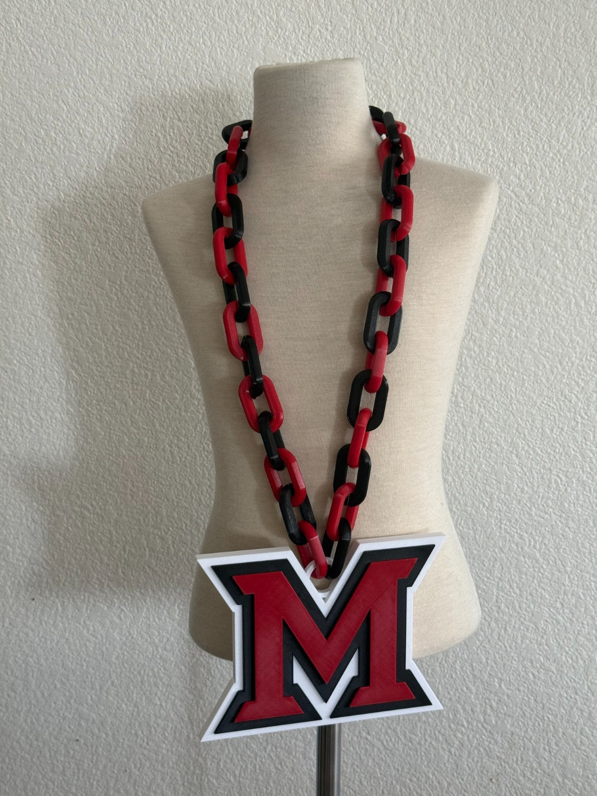 Miami (OH) RedHawks Logo Oversized Necklace Pendant Chain Gameday Or Tailgate