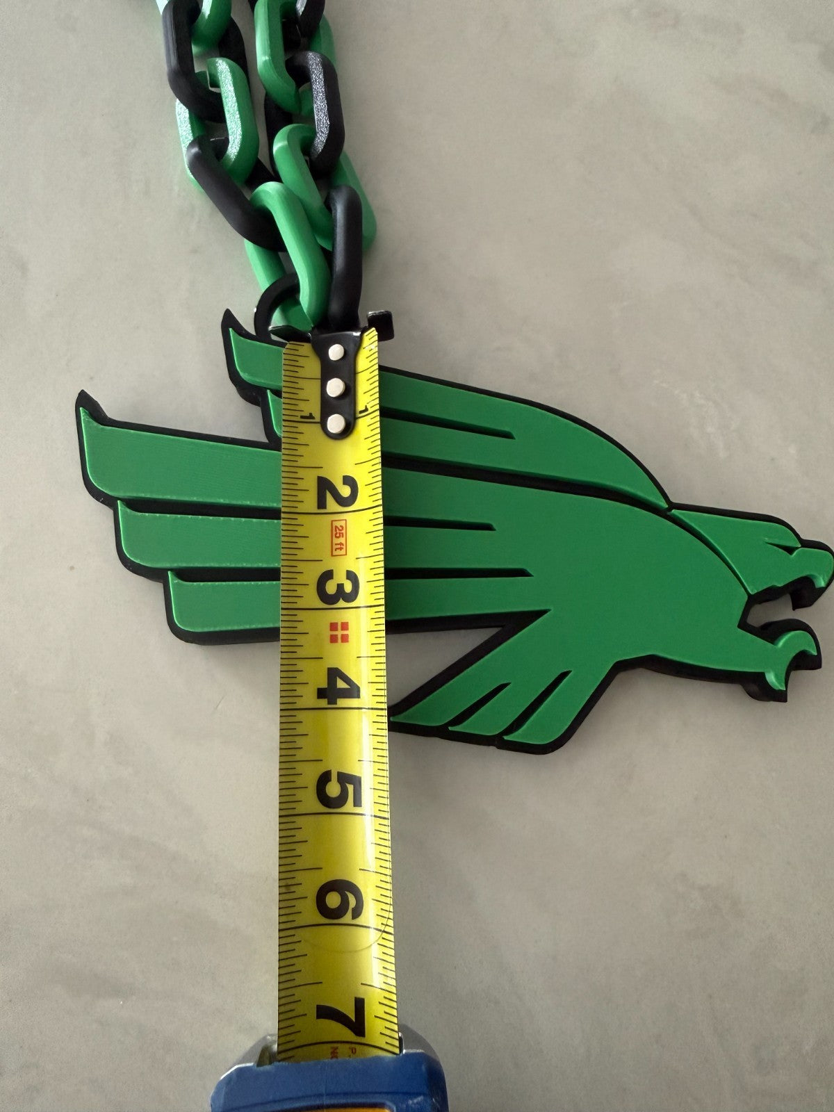 North Texas Mean Green Oversized Necklace Turnover Chain Handmade 3D Printed