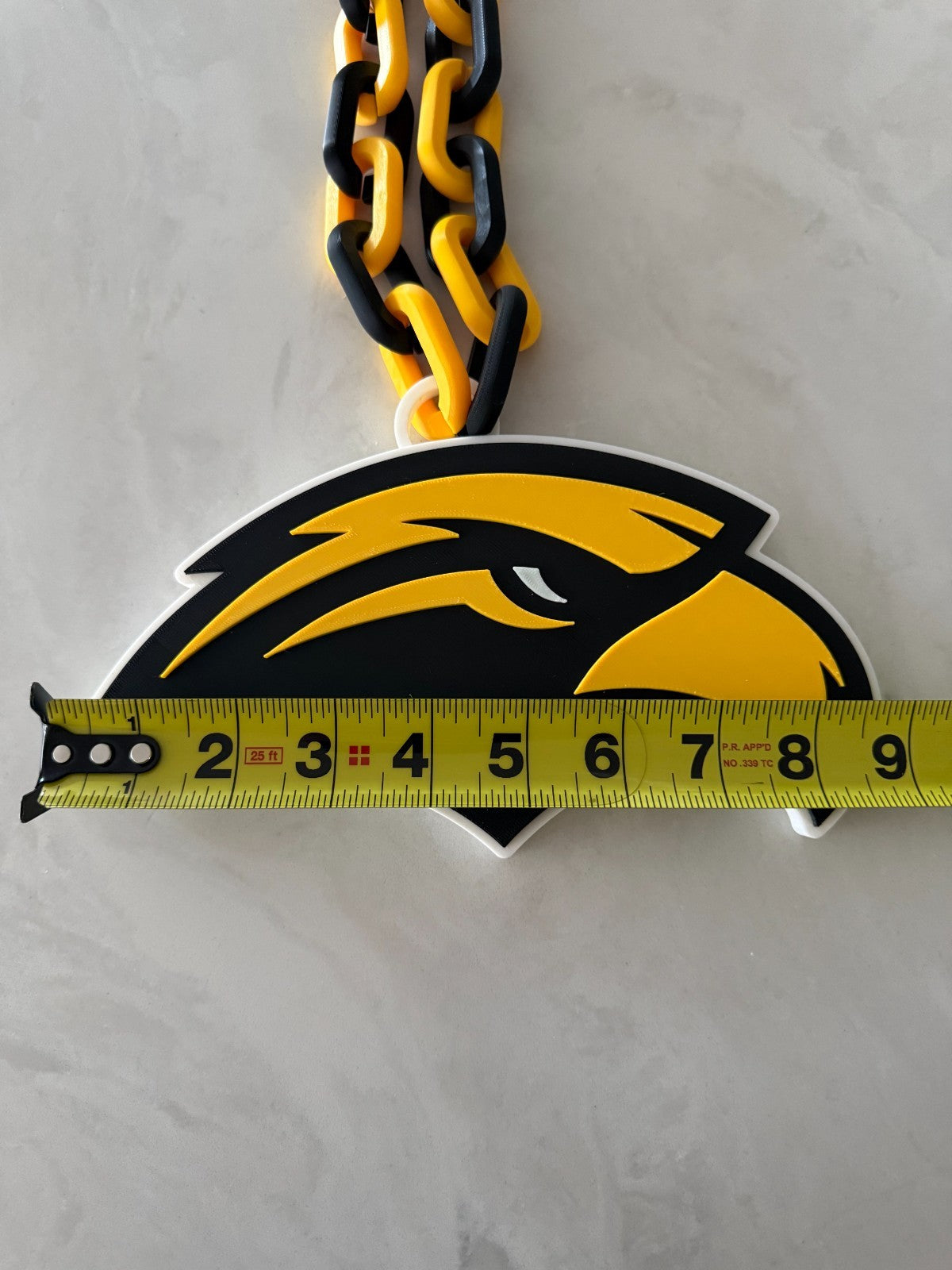 Southern Miss Golden Eagles Logo Oversized Necklace Hype Chain Handmade 3D