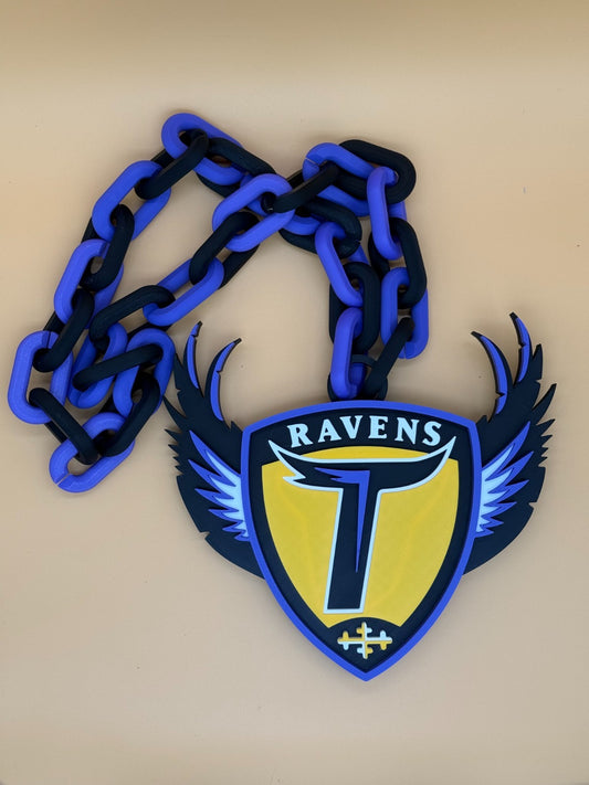 Baltimore Ravens Oversized Necklace, Pendant And Chain Handmade 3D Printed