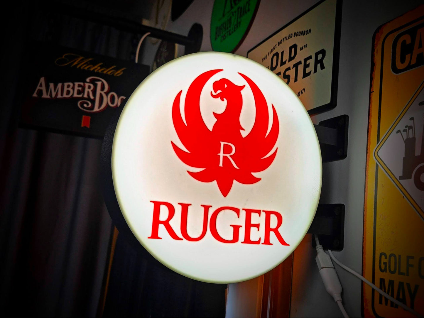RUGER 12 Inch Light Box LED Sign 3D Printed Wall Decor Man Cave Garage