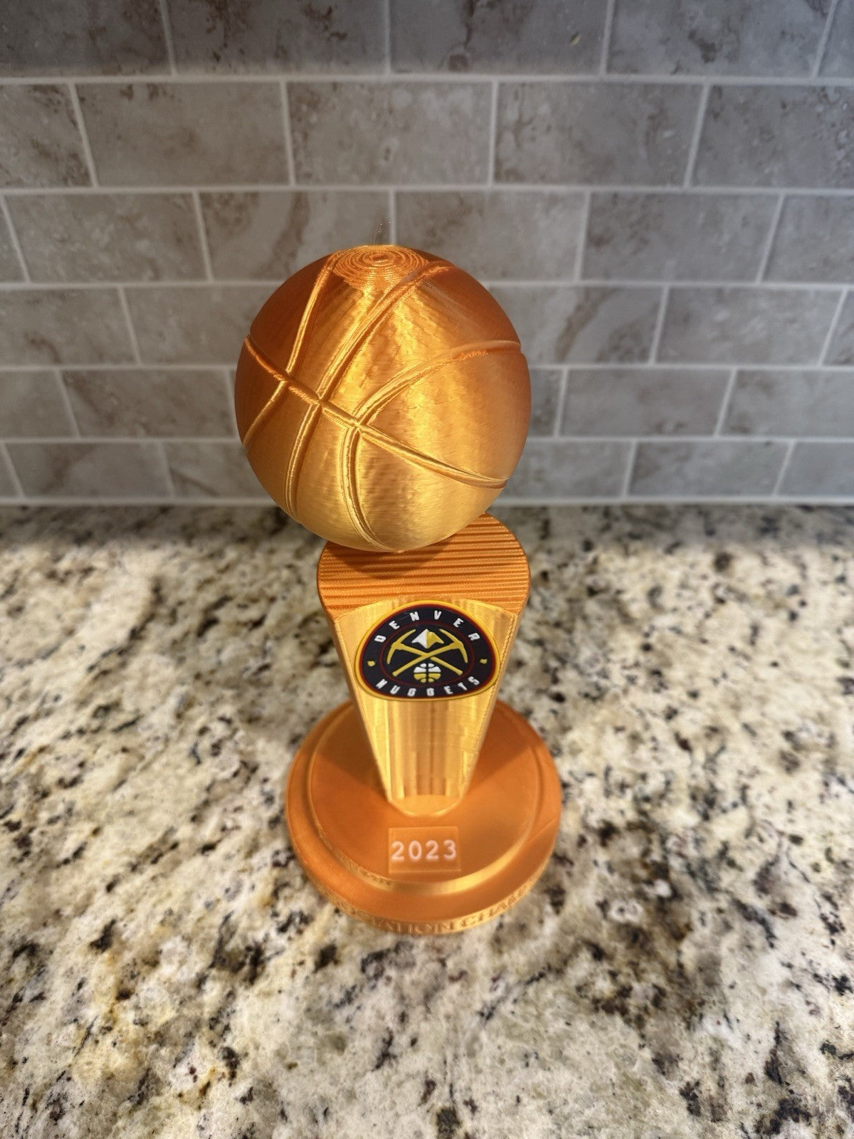 2023 Denver Nuggets NBA CHAMPION TROPHY gold pla plasticLarry O'Brien 10 inches