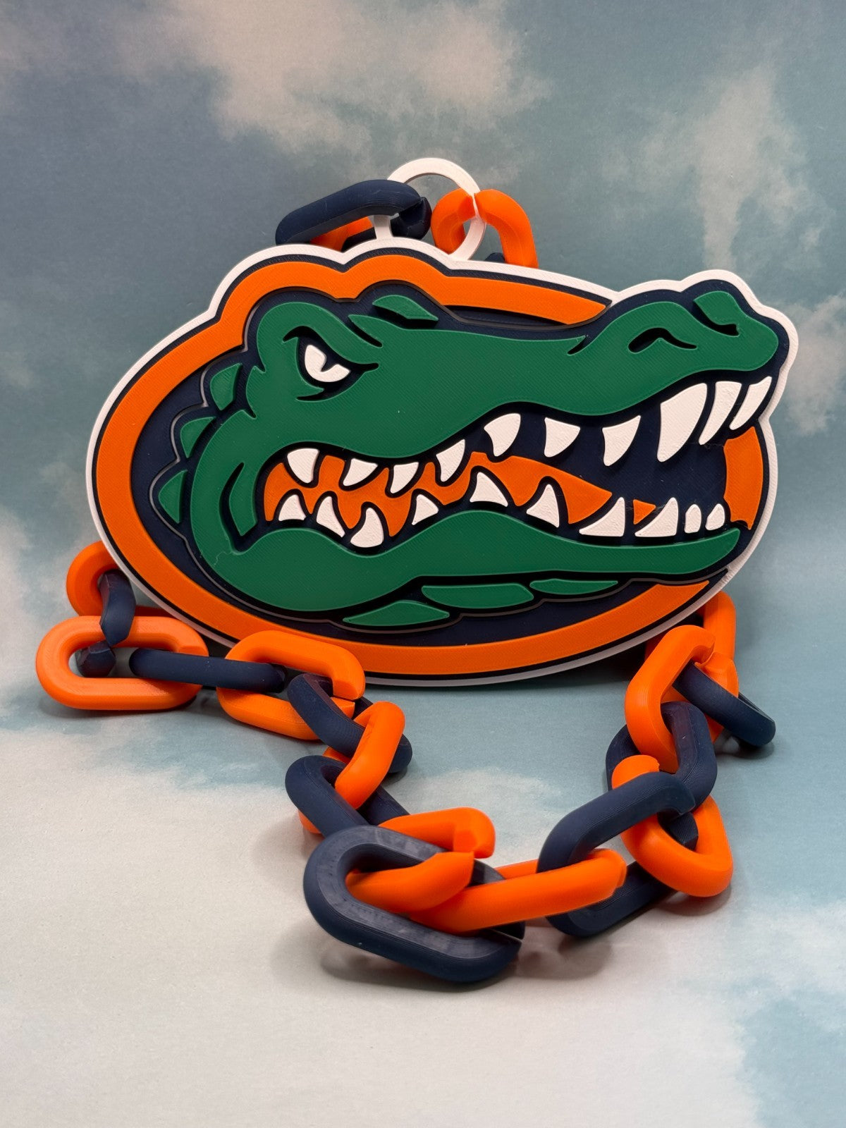 Florida Gators Logo Necklace Oversized Turnover Chain Handmade 3D Printed