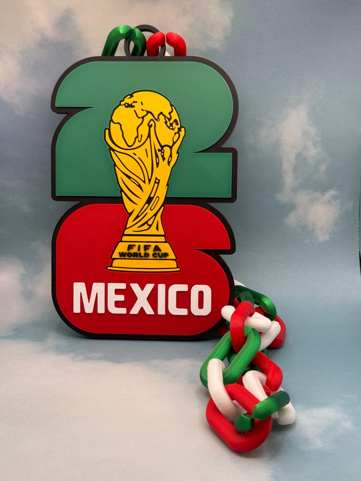 Mexico Soccer Fan Chain Necklace 3D Printed El Tri FMF Big Logo Pendant Green